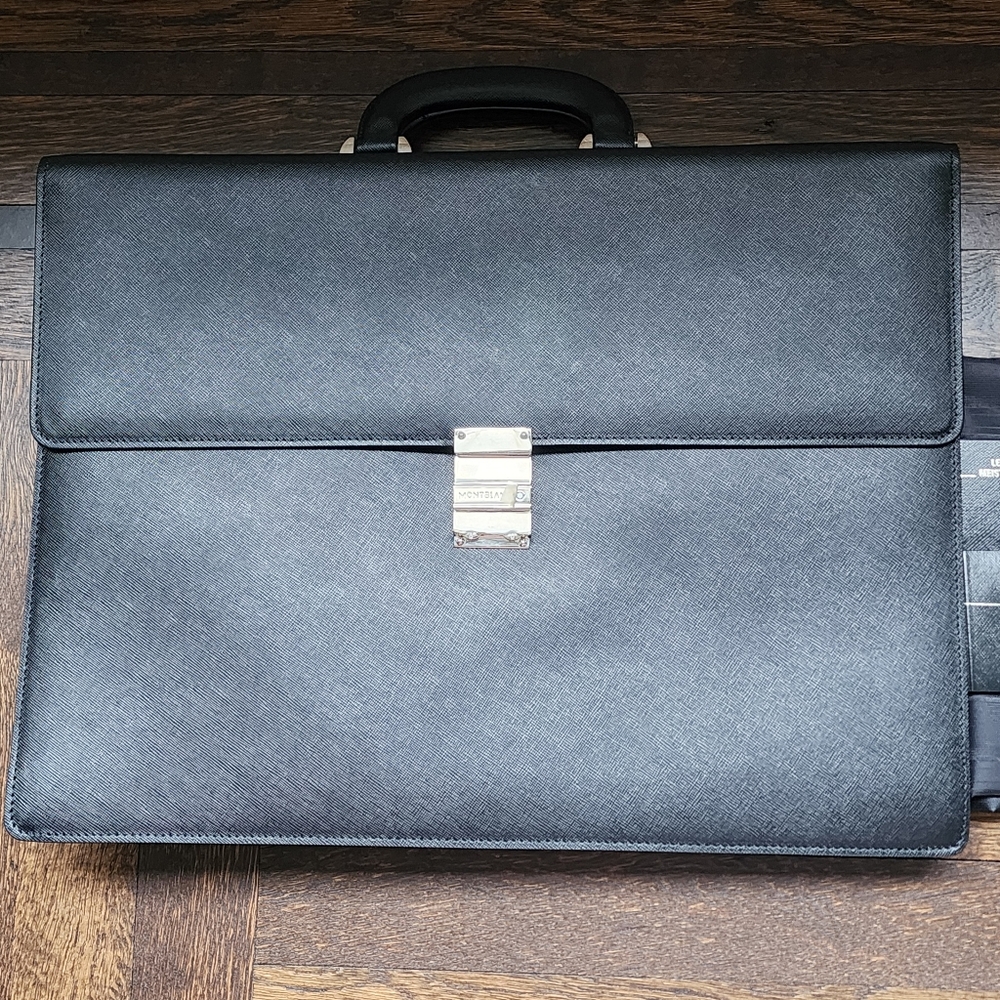 $1920 Brand New 100% Auth Montblanc Meisterstück Leather Gusset Briefcase